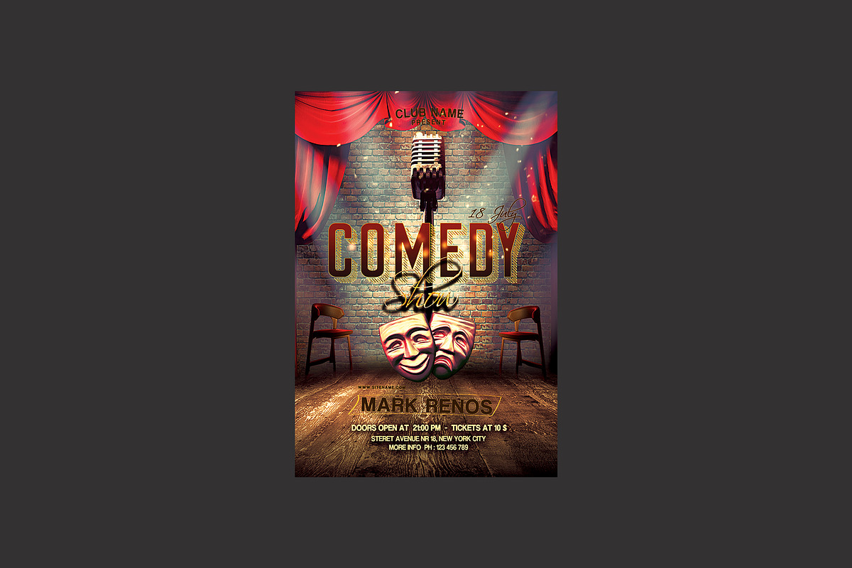 Comedy Show Flyer, a Flyer Template by DSGraphicDesign