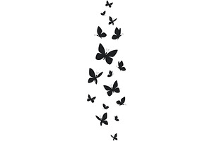 Butterflies silhouette flying on