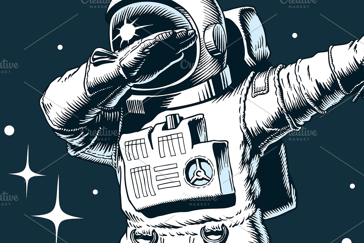 Dabbing astronaut on the moon, a Technology Illustration by Ledokolua (Photo 2 of 2)