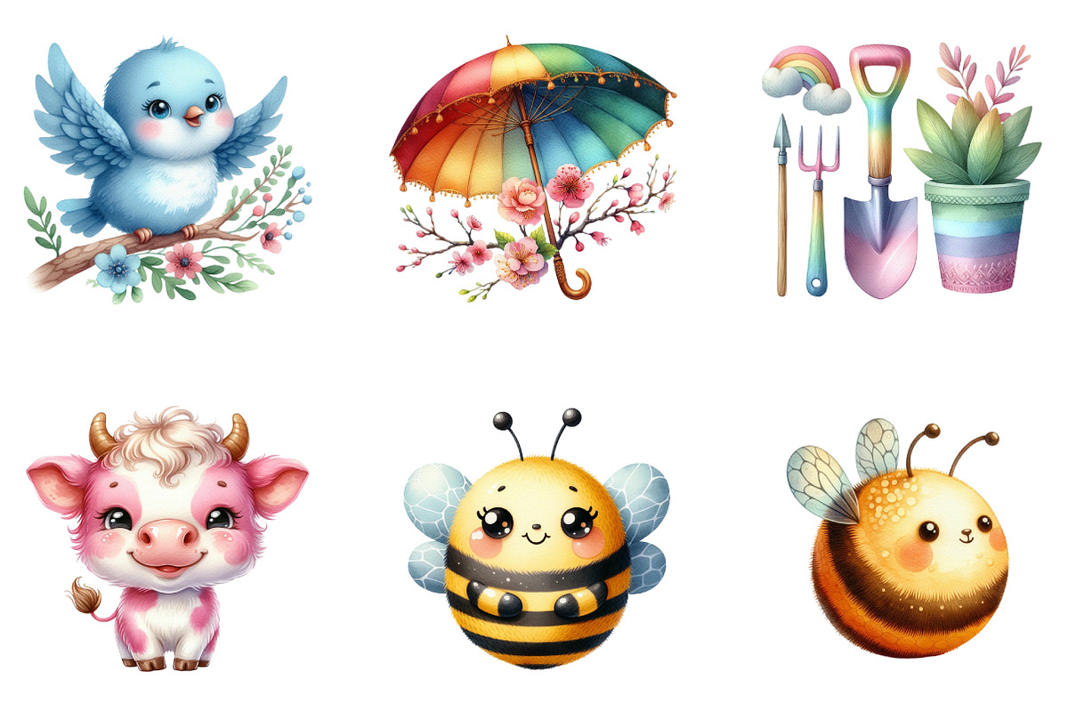 Happy spring clipart, an Illustration by CreationArt (Photo 7 of 7)