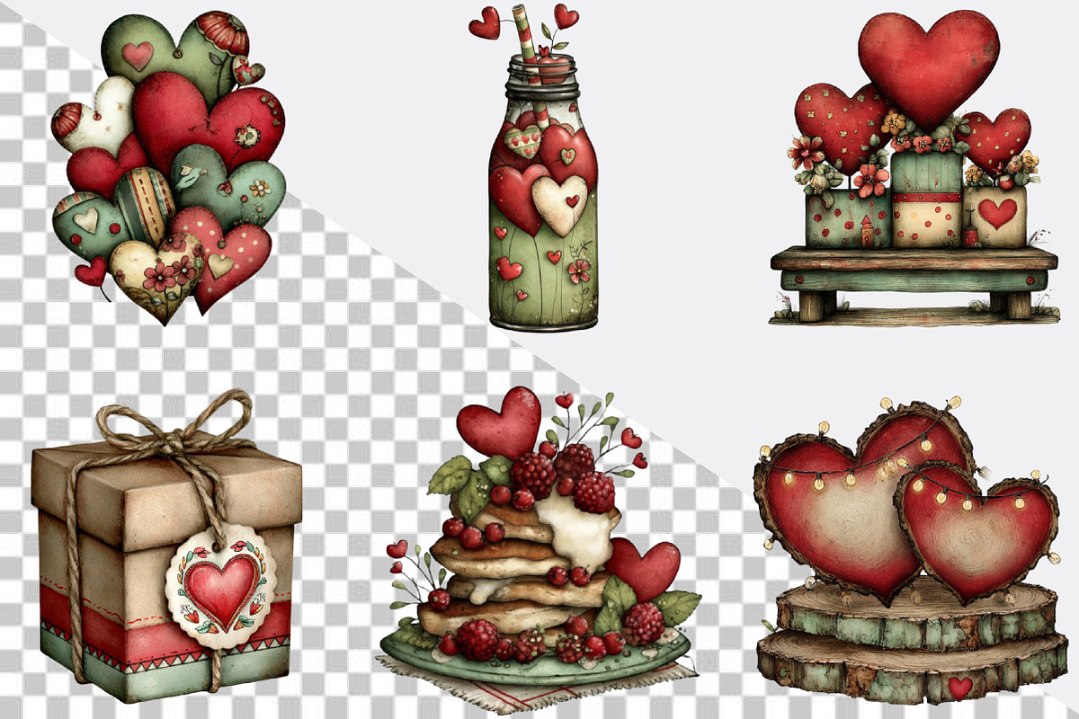 Farmhouse Love Valentine Clipart Bu, an Illustration by SVGArt (Photo 4 of 8)