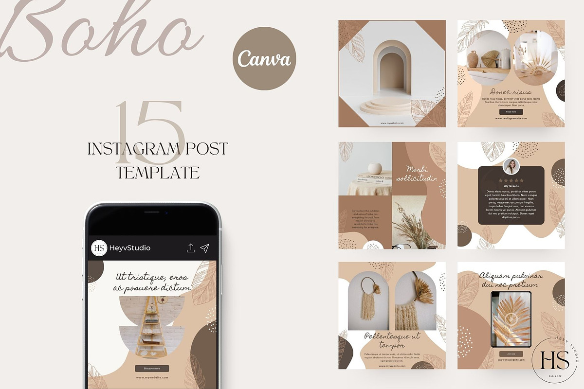 BOHO Instagram CANVA Post Templates