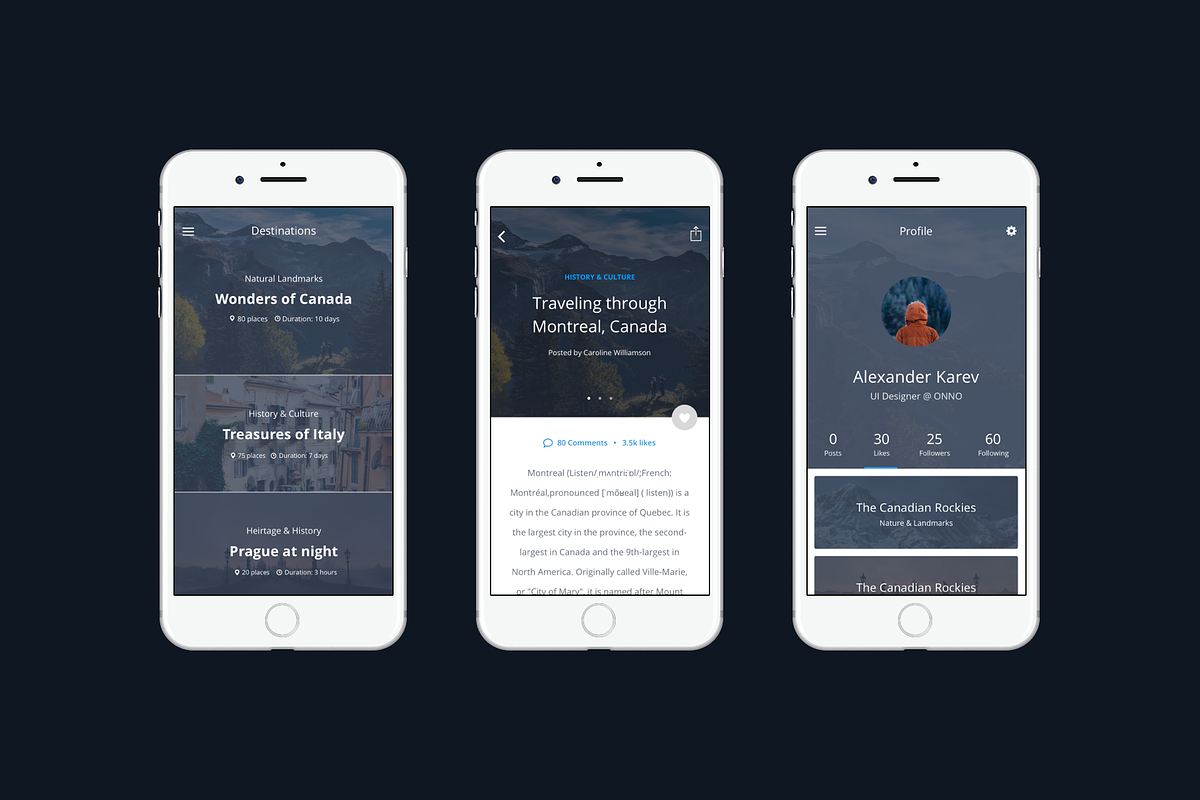 Minimal Travel App UI Kit (Sketch), a Templates & Theme by O N N O (Photo 2 of 7)