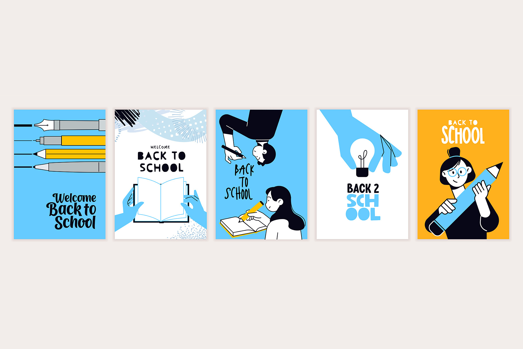 Set of back to school posters, an Education Illustration by PureSolution