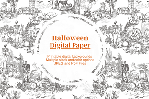 Halloween Toile - Digital Paper Set