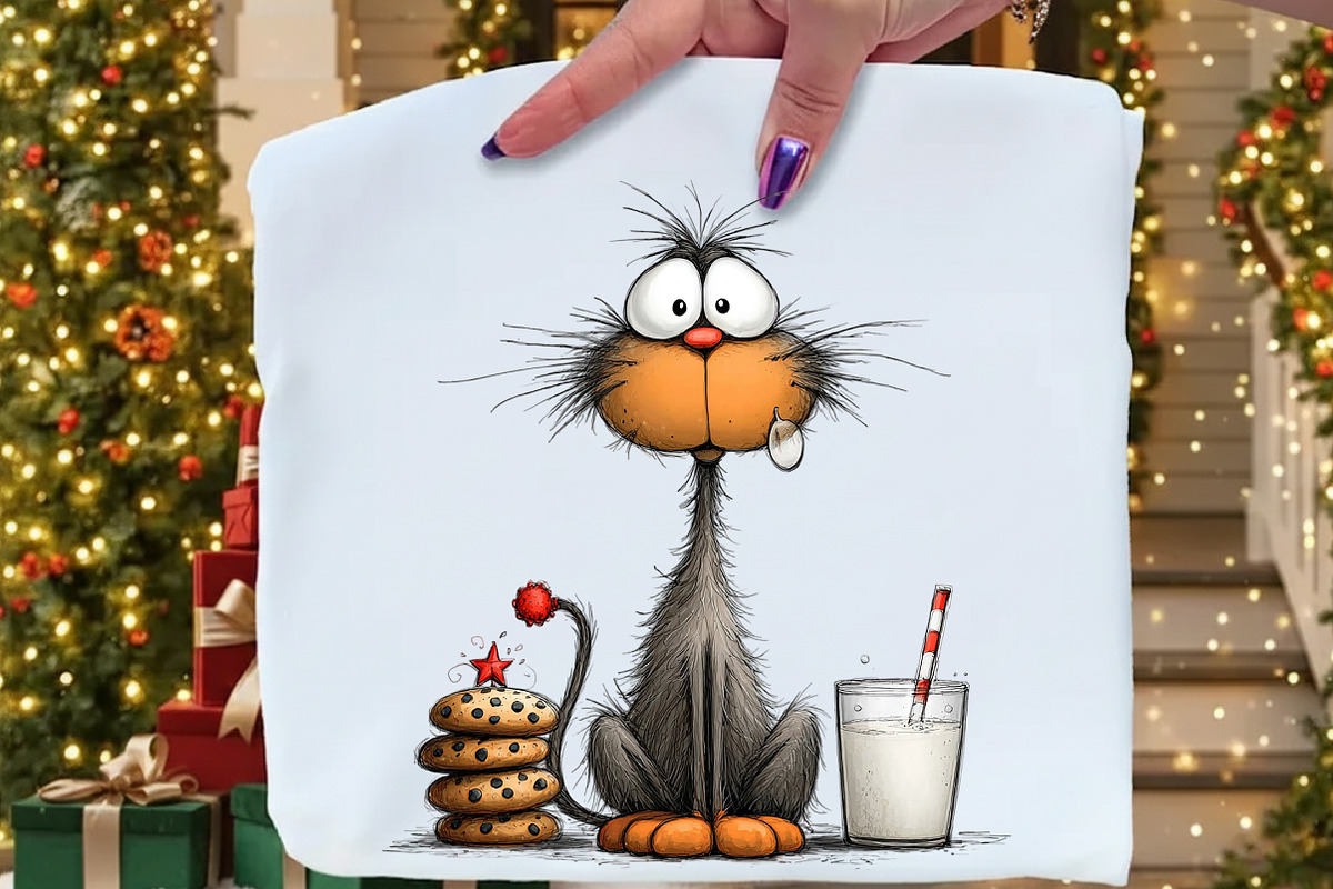 Quirky Christmas Cat Clipart, an Illustration by Craft Nest (Photo 3 of 13)