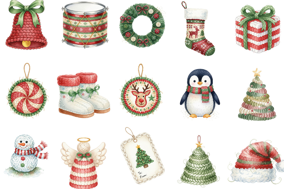 Latch Hook Yarn Christmas Clipart, an Illustration by Designking (Photo 2 of 5)