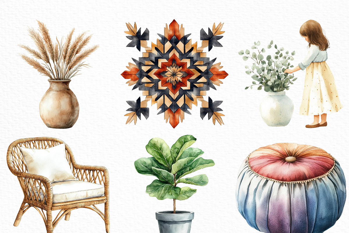 Home Decor Clipart Bundle, an Illustration by Craft Nest (Photo 4 of 6)