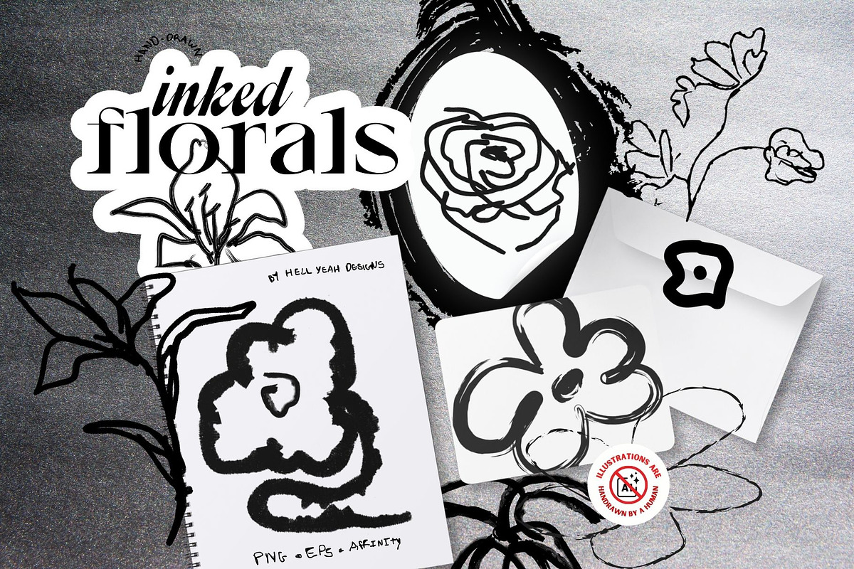 Inked Floral Hand Drawn Illustration, a Decorative Illustration by Hell Yeah Designs (Photo 2 of 15)