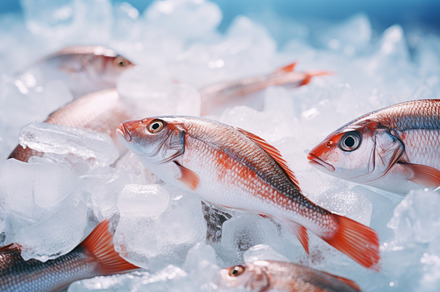 Fresh fish on ice at the fish market, seafood concept, a Food & Drink Photo by Natalia Klenova's Shop