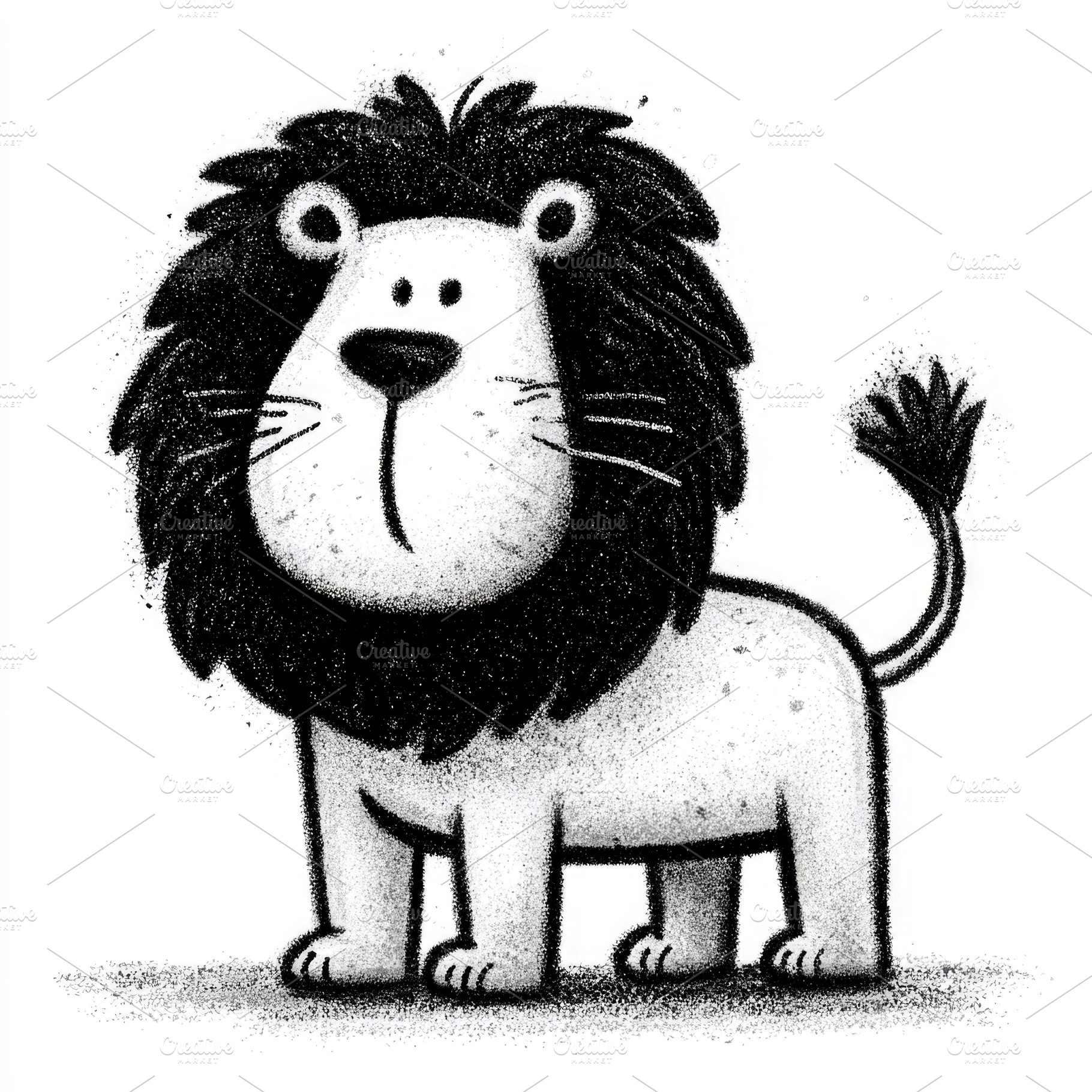 Cute lion doodle illustration on textured paper background, an Animal Photo by José Manuel Gelpi