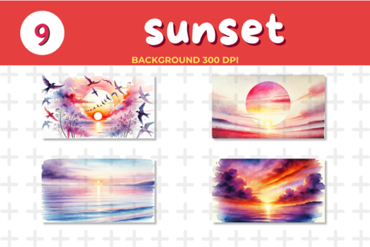 Sunset Watercolor Background, a Background Graphic by John_Walker (Photo 2 of 4)