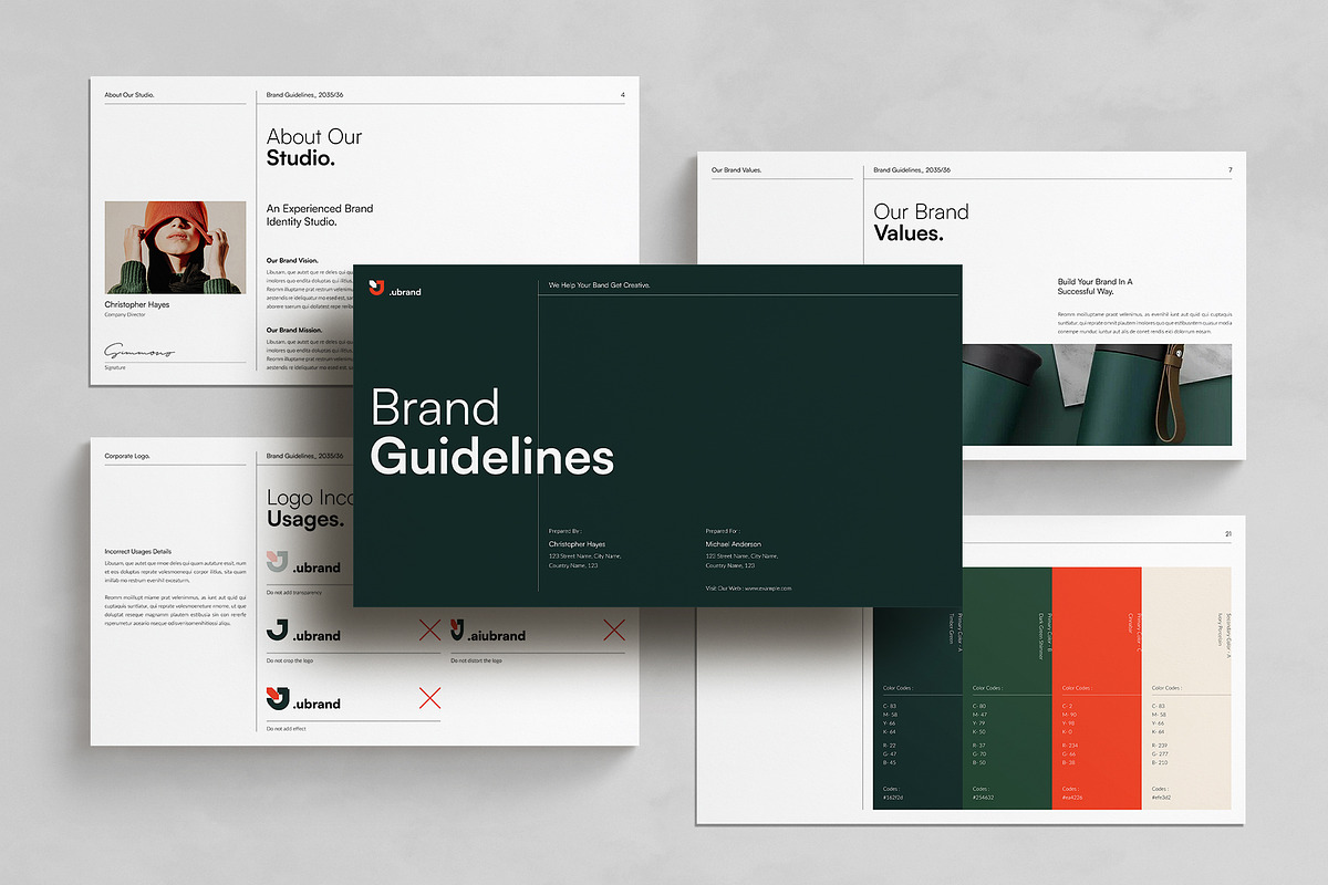 Brand Guidelines Presentation Layout, a Presentation Template by DesignCrest (Photo 3 of 21)