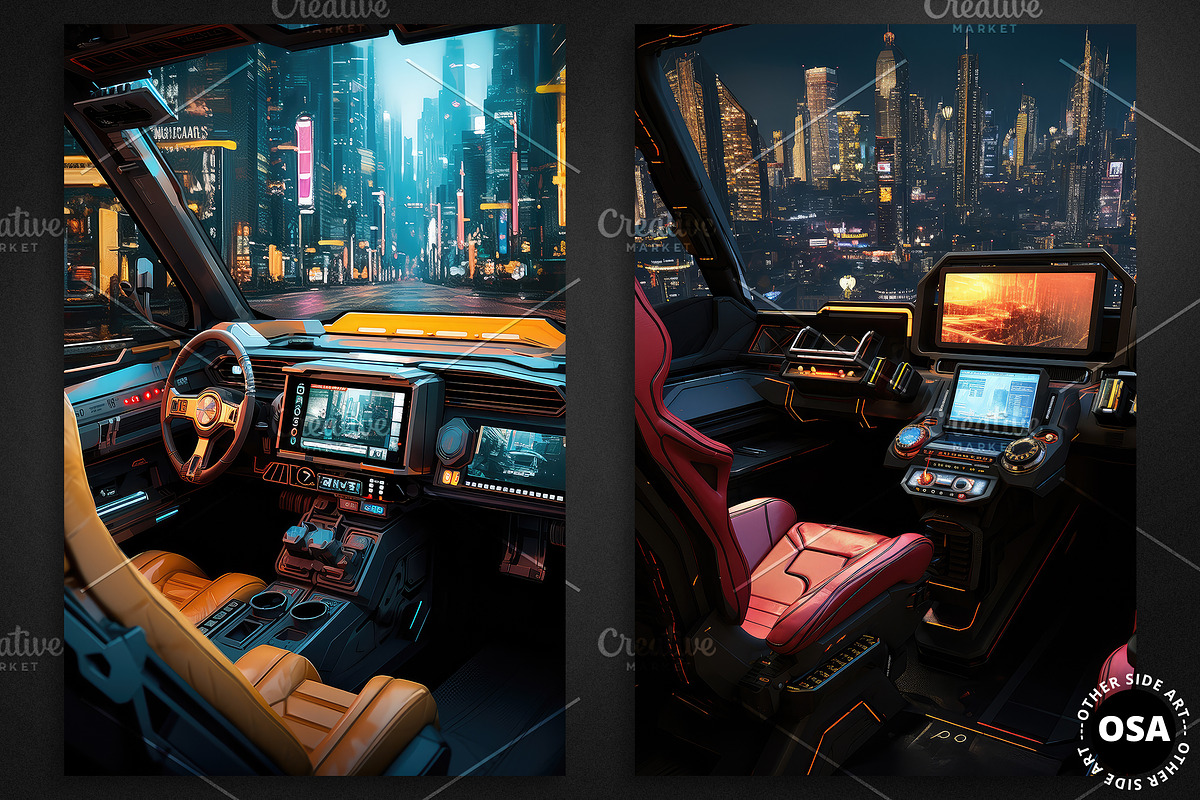 Cyberpunk Vehicle Interior Poster, a Background Graphic by Other Side Art (Photo 2 of 5)