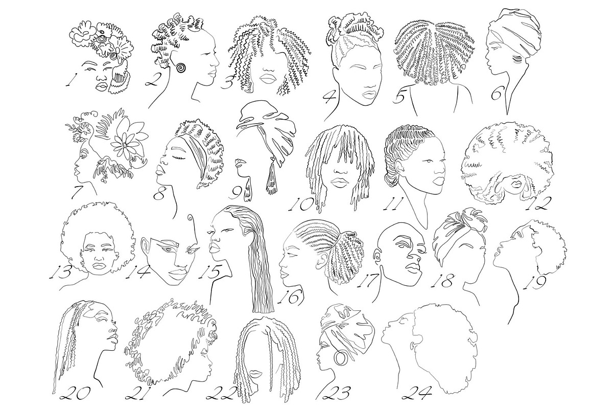 Afro Woman Lineart Hair and Beauty, a Person Illustration by esylvia (Photo 5 of 6)