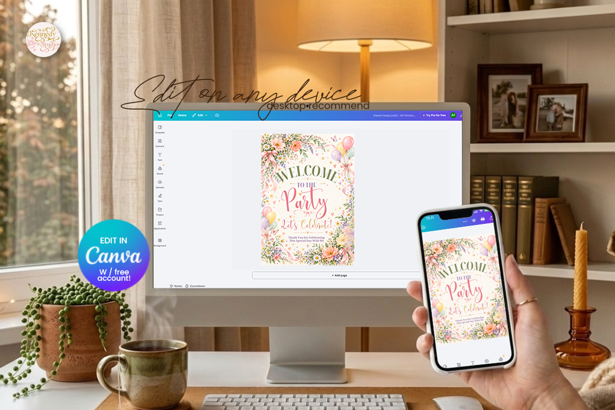 Birthday Welcome Sign Canva Template, a Marketing Template by KennedyStudio (Photo 3 of 6)