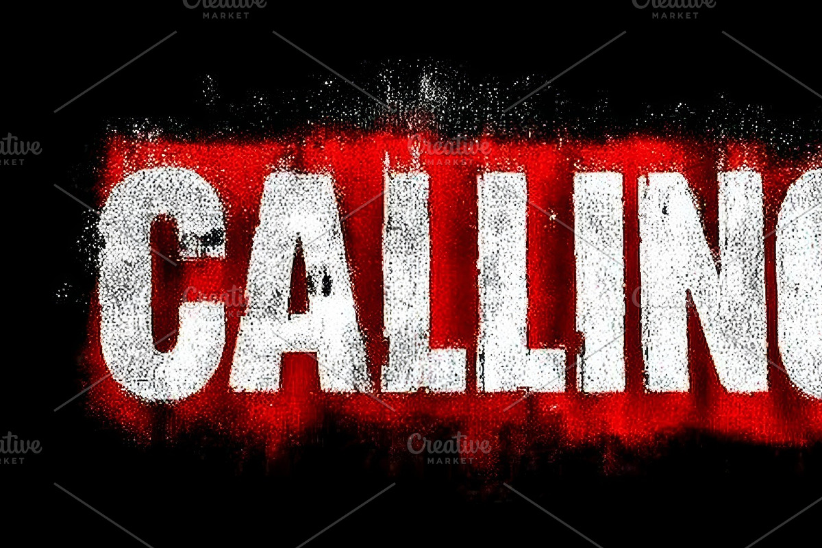 Calling in bold white graffiti letters on red background creates urgent attenti, an Illustration by AS photostudio