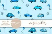 Watercolor blue cars patterns, a Pattern Graphic by PatternPalette (Thumbnail 11 of 11)