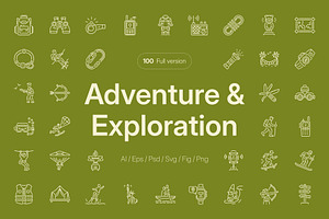 Adventure and Exploration Icon Set, an Outline Icon by Prosymbols