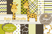 Baby Giraffe Digital Paper & Clipart, a Pattern Graphic by JennyL Designs (Thumbnail 1 of 5)