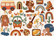 POSITIVE RETRO, BOHO GROOVY CLIPART, a Decorative Illustration by Usis (Thumbnail 3 of 20)