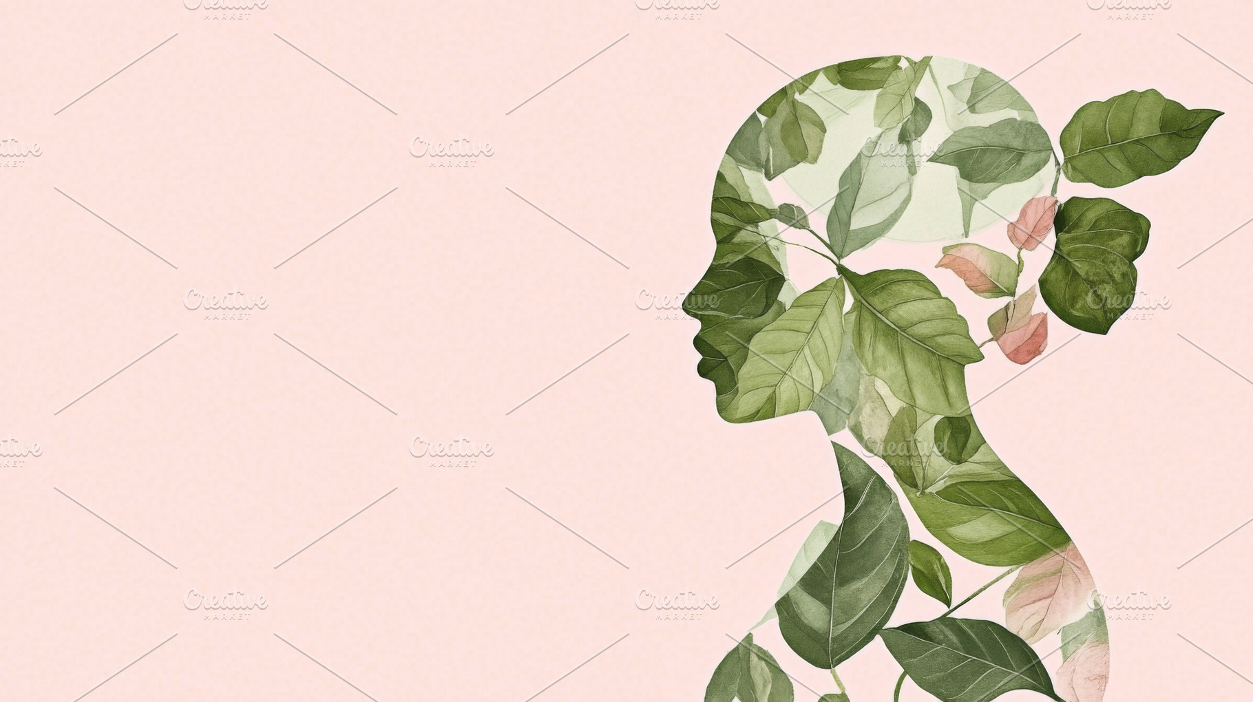Double exposure of Indigenous female with leaf overlay, conceptu, a Photo by Dvoevnore photos