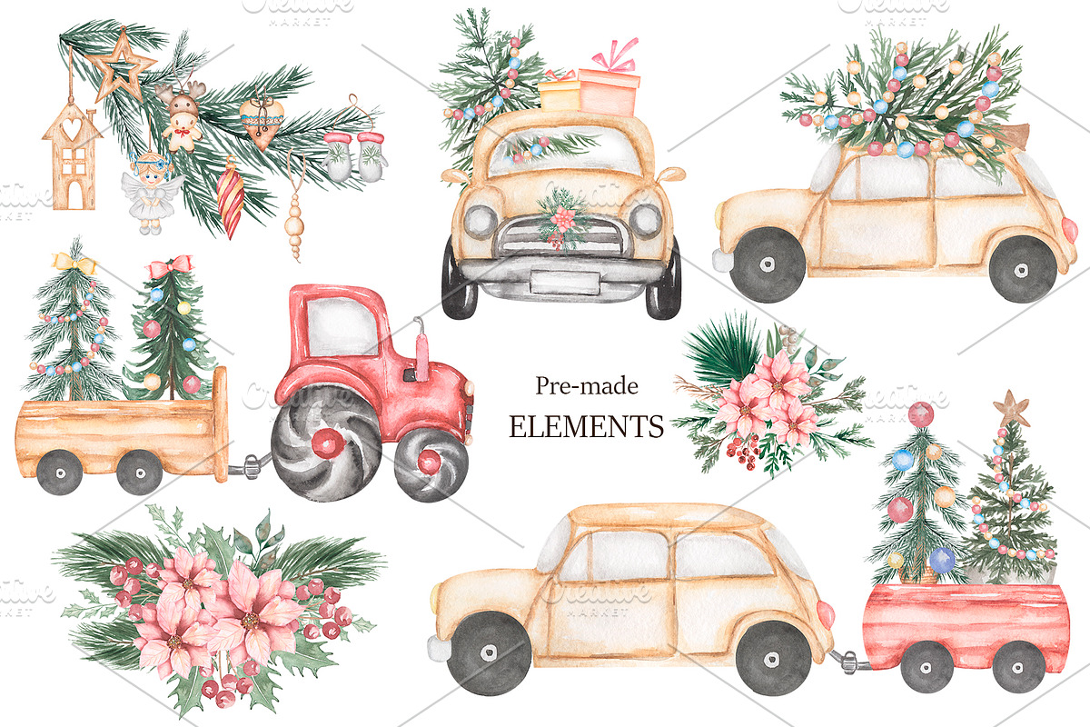 Watercolor Christmas Holidays, a Seasonal Illustration by MayaNavits (Photo 8 of 16)