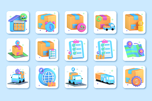 3D Delivery And Logistics Icons