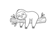 Cute Sloth Line Art Bundle, an Illustration by musafir_fashion (Thumbnail 30 of 51)