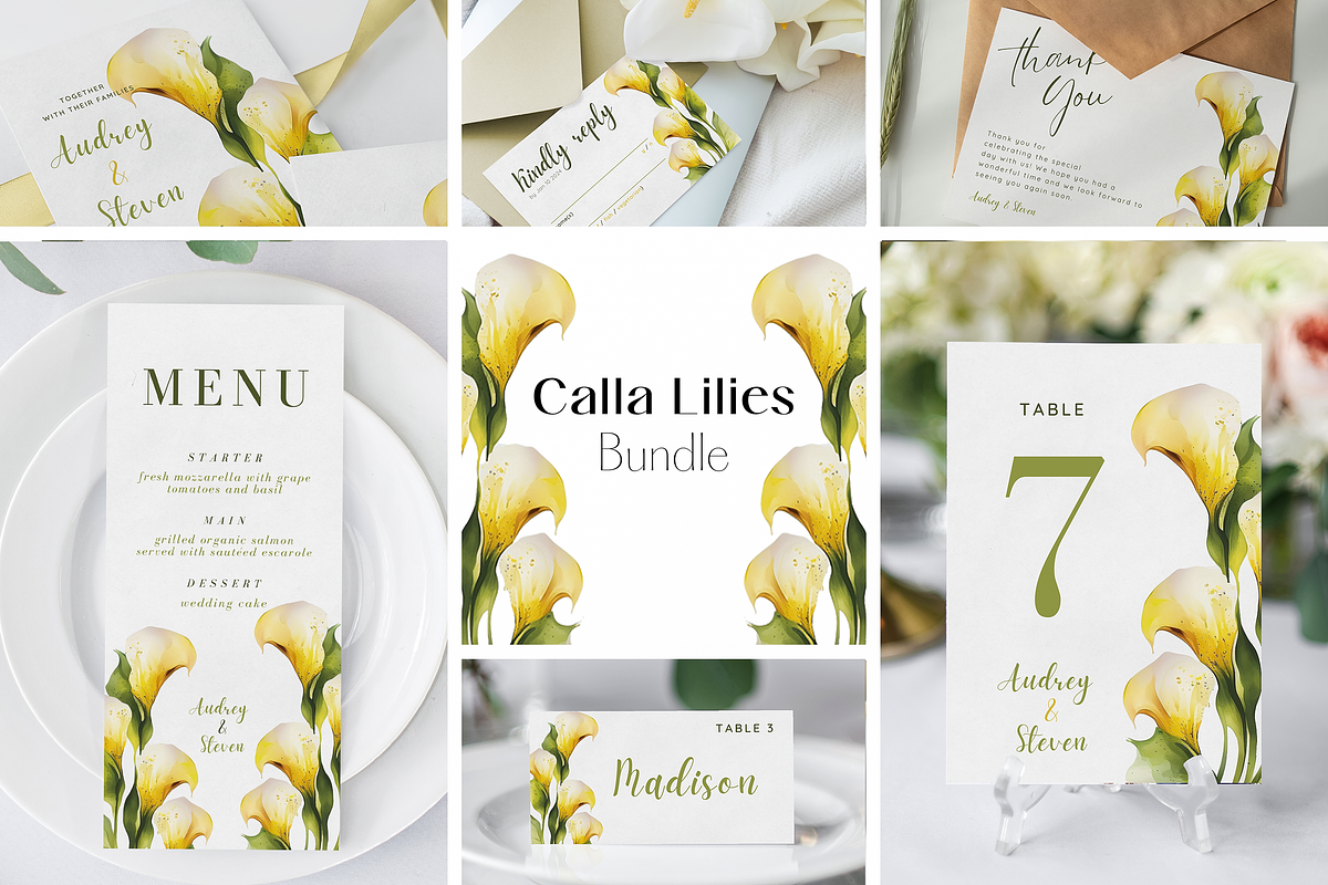 Wedding Template Bundle Calla Lilies, an Invitation Template by MarryMeMoments (Photo 1 of 8)