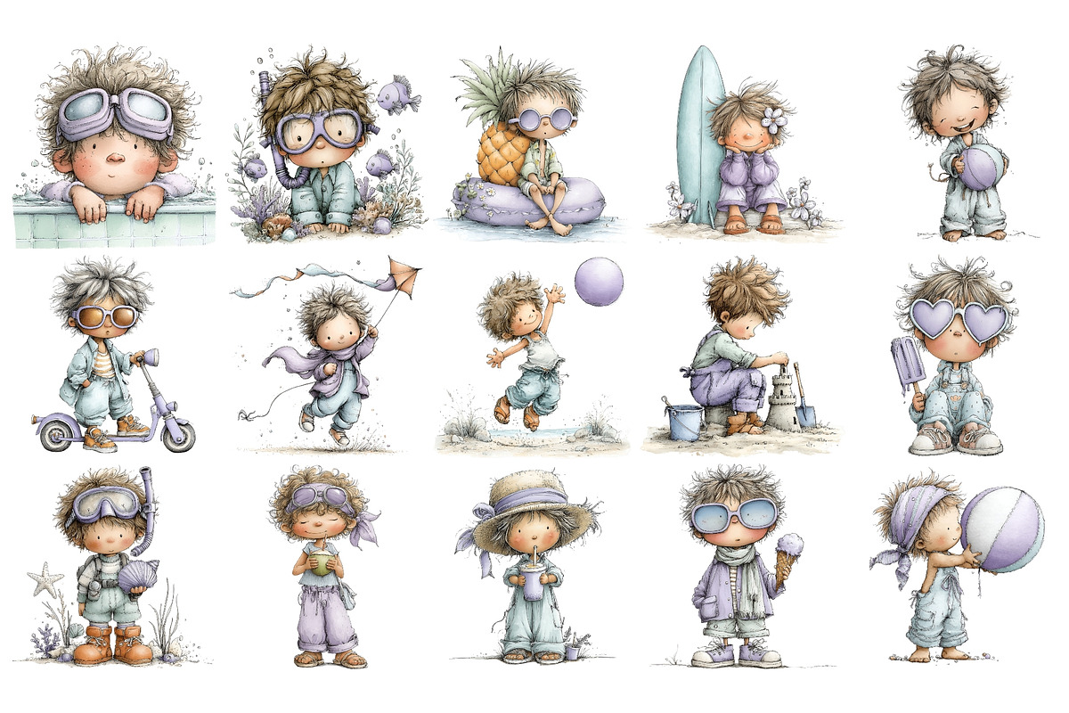 Storybook Beach Boy PNG, a Seasonal Illustration by Nicolle's Colorful Art (Photo 2 of 4)