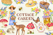 Watercolor Cottage Chic Clipart, an Animal Illustration by PaperSphinx (Thumbnail 1 of 3)
