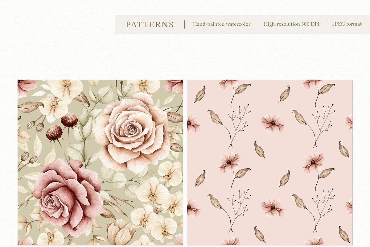 Watercolor Boho Fall Dusty Rose Set, a Decorative Illustration by Carol Lozove (Photo 40 of 74)
