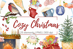 Cozy Christmas digital clipart
