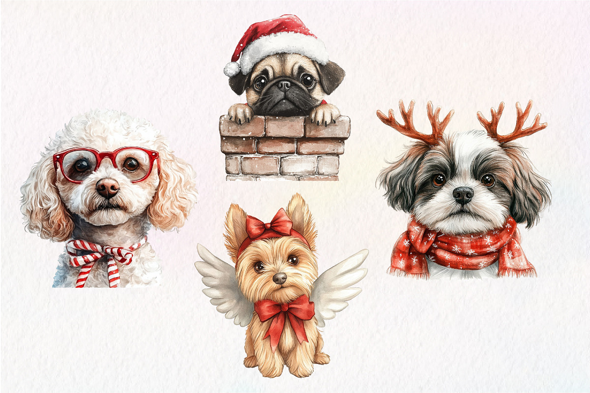 Christmas Funny Dog Clipart, an Illustration by Dream Creation (Photo 6 of 6)