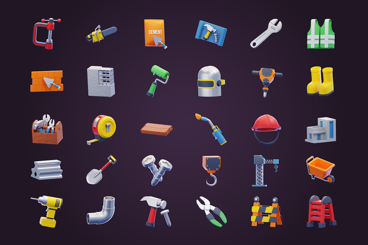 Construction 3D Icon Pack, an Object 3D Model by Bartama Graphic (Photo 2 of 2)