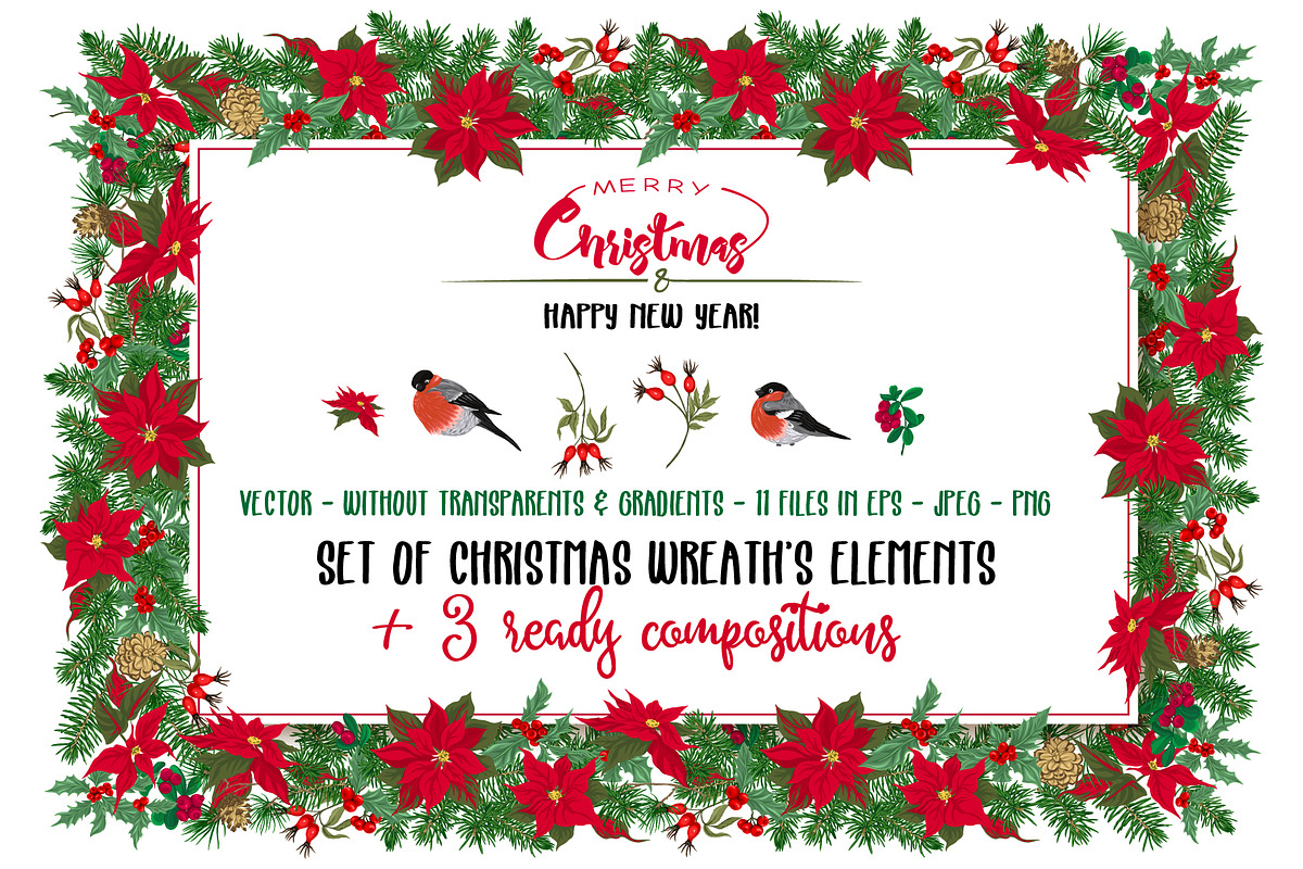 Christmas Wreath Elements Set, an Object Graphic by Elen-Lane (Photo 1 of 6)