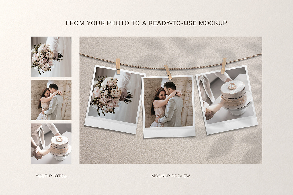 Hanging Polaroid Photo Mockup, a Social Media Template by DesignerCandies (Photo 5 of 6)