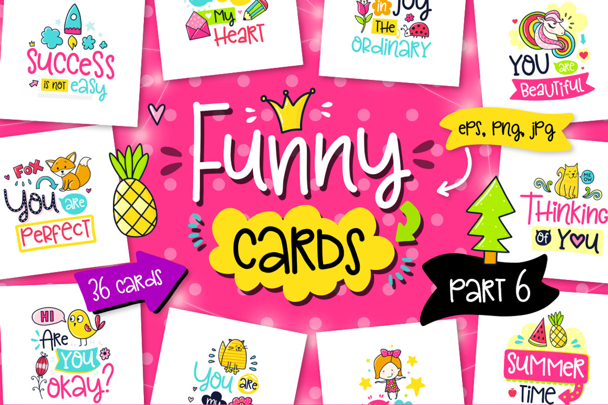 36 Funny Color Cards with Quote, a Card Template by Velliniki (Photo 1 of 5)