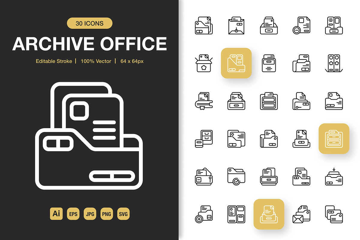 Archive Office Icons, an Icon by Spacepixel Creative