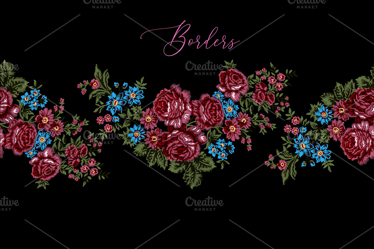 Vector embroidered roses, an Illustration by StabuLaRasa illustration (Photo 6 of 8)
