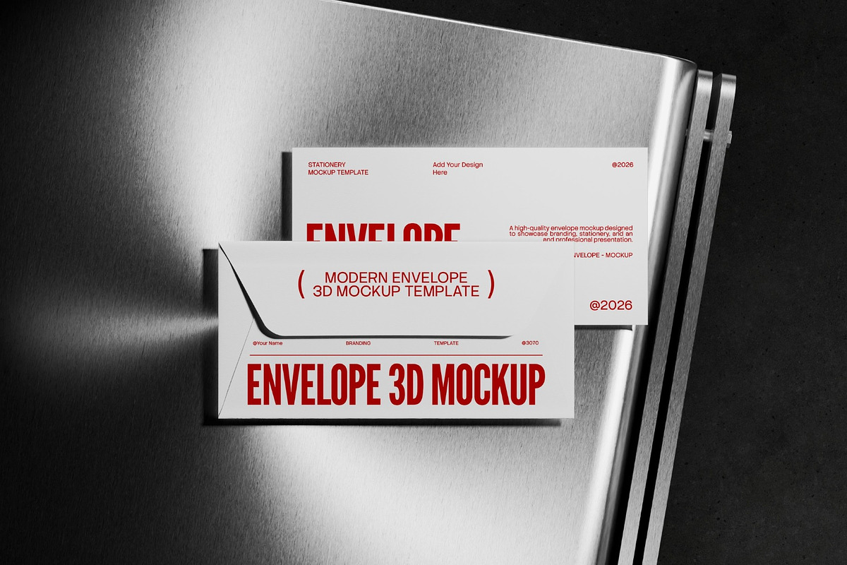 Envelope On Metal Desk 3D Mockup, a Books & Magazine Mockup by graphicook (Photo 4 of 4)