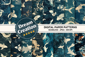 Petrol Koi Pond Japanese Texture, a Texture Graphic by Dream Creation