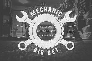 Set Of Vintage Mechanic Logos