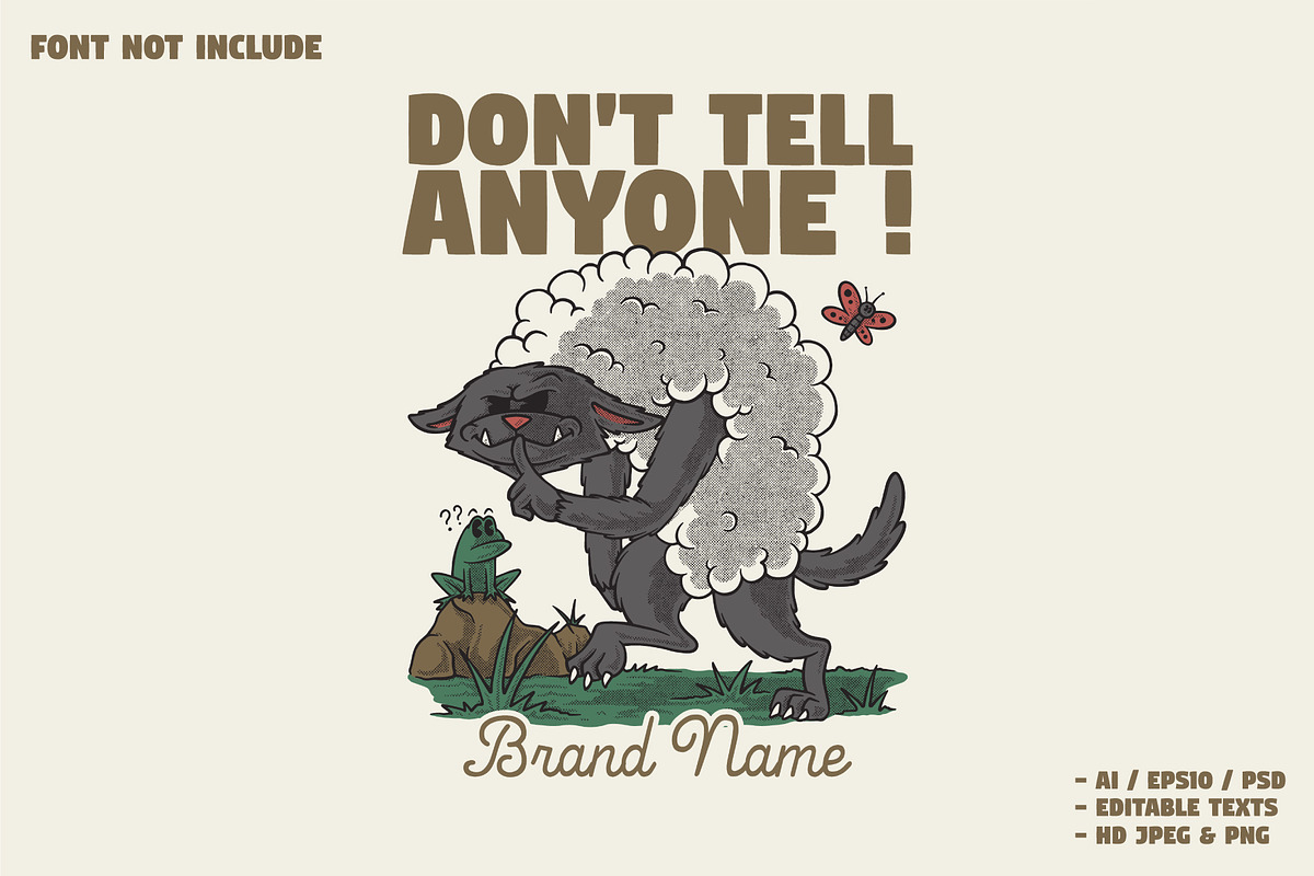 retro fake sheep, a Branding & Logo Template by Judsart