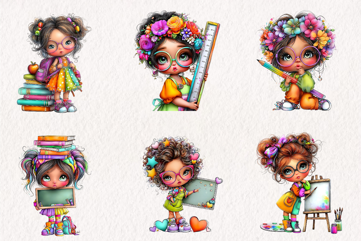 Whimsical Cute Teacher Clipart, a Seasonal Illustration by CreationArt (Photo 2 of 7)