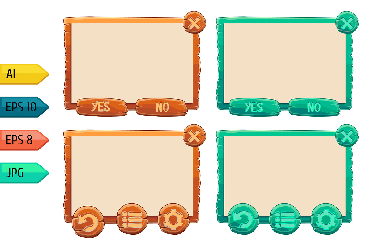 Vector game windows brown and green., a Templates & Theme by julia ...