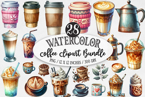 Watercolor сoffee сlipart PNG, an Illustration by Designking