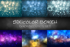 Set of six color bokeh backgrounds