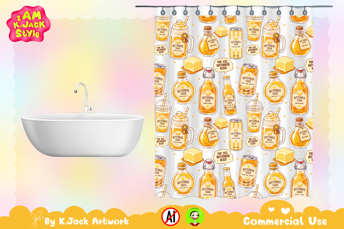 Cute ButterBeer Soda Seamless, a Background Graphic by K.JackArtwork (Photo 7 of 8)
